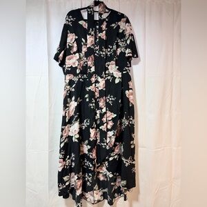 Floral Black and Pink Women's Dress
